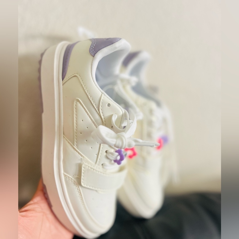 Justice Sport Sneaker Pearl and Purple Size 4 NWT